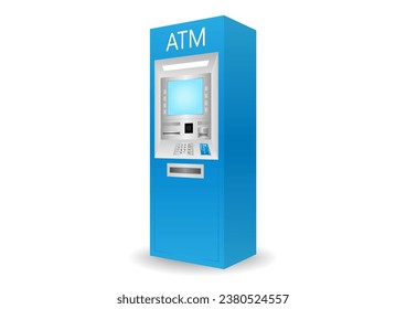 ATM- Automated Teller Machine. ATM Machine. Vector Illustration Isolated on White Background. 