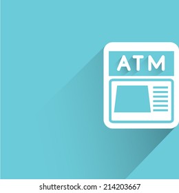 ATM, Automatic banking machine, blue background