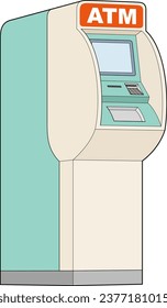 The ATM (Automatic Teller Machine) isolated on white background