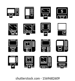 ATM, automatic teller machine, money machine icons