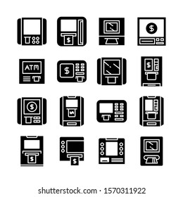ATM, automatic teller machine, money machine icons