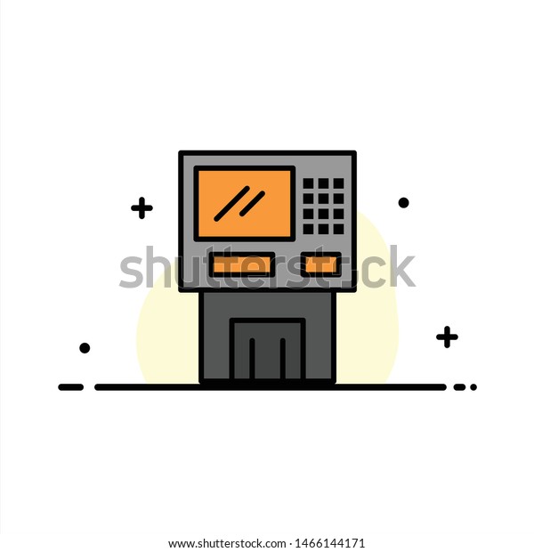 Atm, Bank, Cash, Cashpoint, Dispenser,\
Finance, Machine, Money  Business Flat Line Filled Icon Vector\
Banner Template. Vector Icon Template\
background