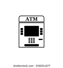 ATM bank line icon in black. Payment machine logo. Outline payment concept. Trendy flat style illustration for app, graphic design, infographic, web, terminal, ui. Isolated on white. Vector EPS 10 