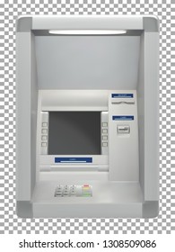 Atm bank machine with a card reader and display screen. Vector illustration