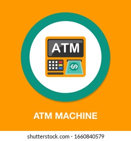 ATM Bank Machine With Credit Card Isolated, Bank Teller, Vector Money Cash Machine