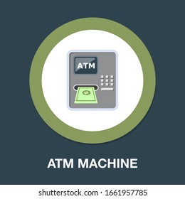 ATM bank machine with credit card isolated, bank teller, Vector money cash machine