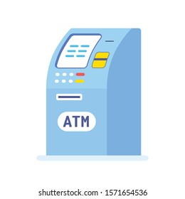 ATM bank machine isolated flat vector illustration, wages cash money withdrawal.