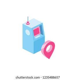 ATM bank Map Isometric 3d icon. Creative illustration idea.