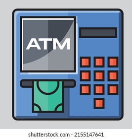 atm, bank, bank statement loan report, for: credit, loan money, bank balance. vector ico illustration