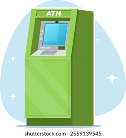 ATM, bank terminal to receive money online. Stock vector illustration