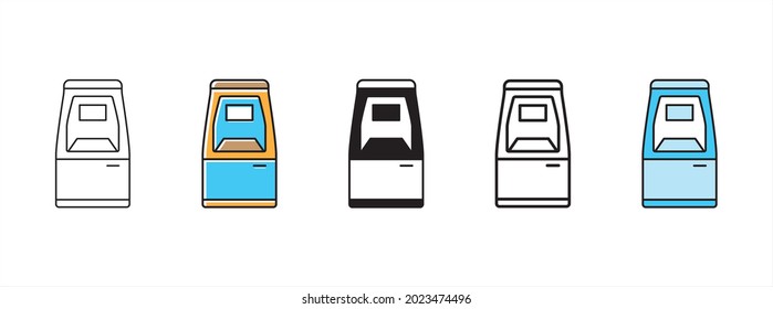 ATM banking icon vector set. Automated teller machine bank vector illustration set.