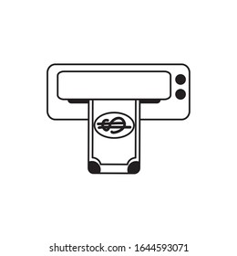 atm banknote bank money business financial line style icon vector illustration