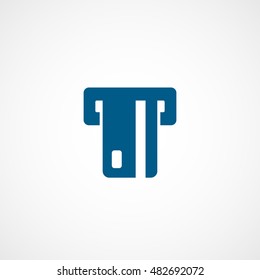 ATM Blue Flat Icon On White Background