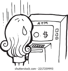 atm broken girl cartoon doodle kawaii anime coloring page cute illustration drawing clipart character chibi manga comics