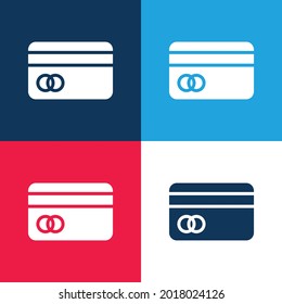 Tarjeta Atm azul y rojo cuatro colores mínimo conjunto de iconos