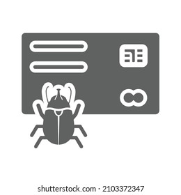 Tarjeta Atm e icono de error. Gráficos vectoriales grises.