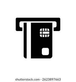 ATM Card Chip Scanning Slot Icon, Black Payment Device Symbol