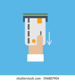 Atm and card flat icon