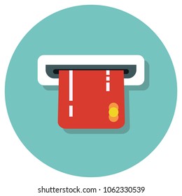Atm card Flat style vector icon illustration.