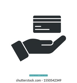 Atm card with hand icon vector illustration logo template for many purpose. Isolated on white background.