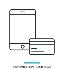 Atm card with mobile phone icon vector illustration logo template for many purpose. Isolated on white background.