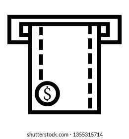 ATM card outline icon with white background black line color