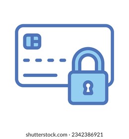 ATM Card mit Padlock, sicherem Zahlungskonzept-Symbol, Kreditkartensicherheit, Vektorgrafik
