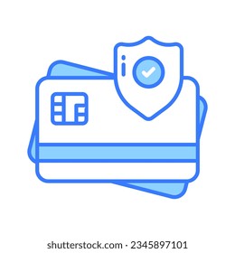 tarjeta atm con protección, icono de concepto de pago seguro, vector de seguridad de tarjeta de crédito