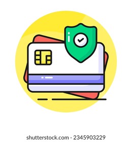 tarjeta atm con protección, icono de concepto de pago seguro, vector de seguridad de tarjeta de crédito