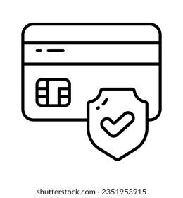 ATM-Karte mit Sicherheitsschild, sicherem Zahlungskonzept-Symbol, Kreditkartensicherheit, Vektorgrafik