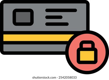 Atm Card Vector Line Filled Icon Design