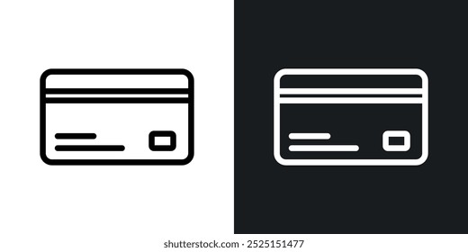 Línea de tarjeta ATM en color negro de línea delgada. ilustración de símbolos de Vector simple plano.