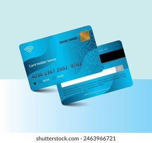 ATM cards blue color theme isolated on white background