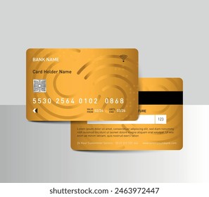 ATM cards golden color theme isolated on white background