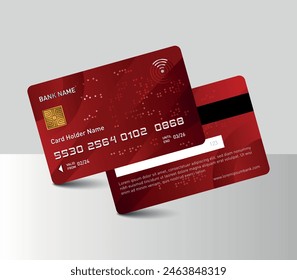 ATM cards red color theme isolated on white background