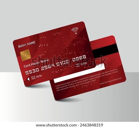 ATM cards red color theme isolated on white background