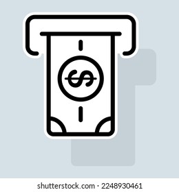 ATM for cash dispensing line icon. Money, check, bank card, salary, credit card, bill, cash, code, machine, account. Money concept.