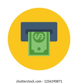 ATM cash flat icon. You can be used ATM cash icon for several purposes like: websites, UI, UX, print templates, presentation templates, promotional materials, web and mobile phone apps.