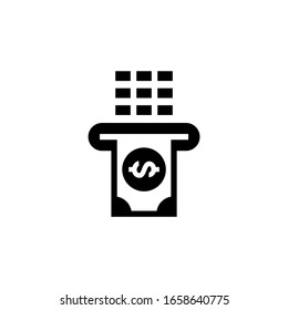 Atm cash icon in black solid flat design icon isolated on white background