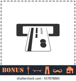 Atm cash icon flat. Simple vector symbol and bonus icon