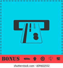 Atm cash icon flat. Simple vector symbol and bonus icon