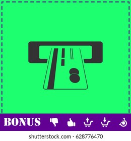 Atm cash icon flat. Simple vector symbol and bonus icon