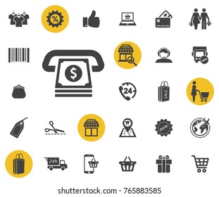 Atm and cash icon on white background. Simple shopping icons set. Universal shopping icon to use for web and mobile UI, set of basic UI shopping elements.