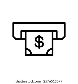 ATM cash icon Outline vector for web ui