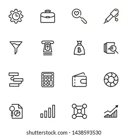 Atm cash icon set. Collection of high quality black outline logo for web site design and mobile apps. Vector illustration on a white background