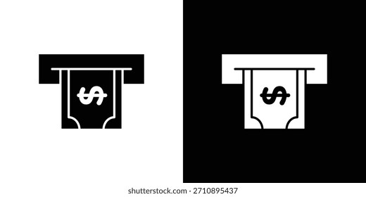 ícone de caixa atm no conjunto de silhuetas sólidas. Ilustração de vetor.