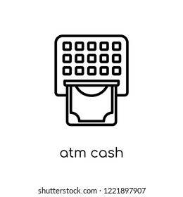 atm cash icon. Trendy modern flat linear vector atm cash icon on white background from thin line general collection, editable outline stroke vector illustration