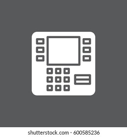 ATM, Cash Machine icon vector, filled flat sign, solid white pictogram. Symbol, logo illustration. Pixel perfect