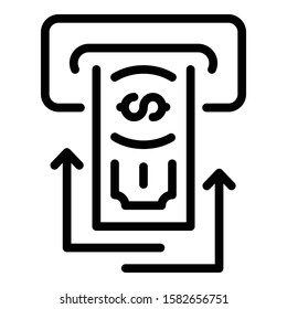 Atm cash send icon. Outline atm cash send vector icon for web design isolated on white background
