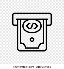 Cajero automático y el vector de icono simple de efectivo. Diseño plano. cuadrícula transparente.ai